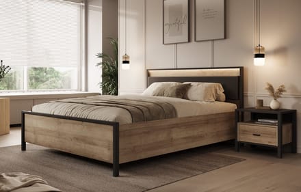 Meubella - Tweepersoonsbed Honduras - Eiken - 160x200 cm