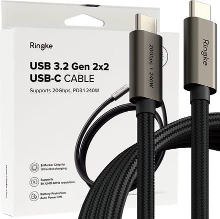 RINGKE - USB - 3.2 GEN 2X2 TYPE-C KABEL PD240W 200CM ZWART