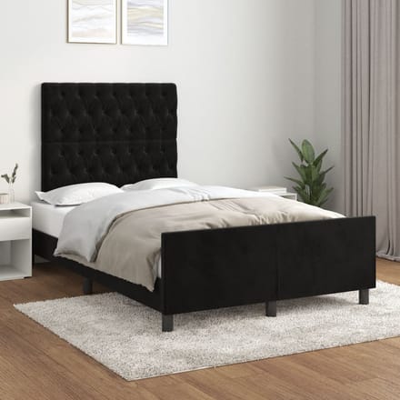 vidaXL - Bedframe - zonder - matras - 120x190 - cm - fluweel - zwart