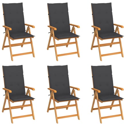 vidaXL - Inklapbare - stoelen - 6 - st - met - antracietkleurige - kussens