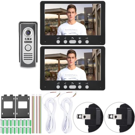 Black 7in TFT Camera 2 Monitors Video Doorbell Intercom Night View System 815m12