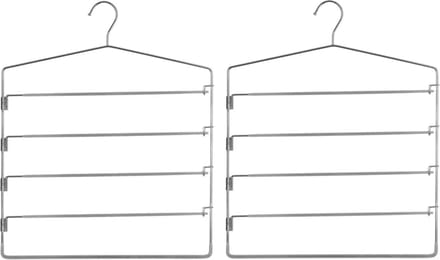 Five Kledinghanger - Set van 2x stuks - voor 4 broeken - metaal - 37 x 48 cm - broekhanger