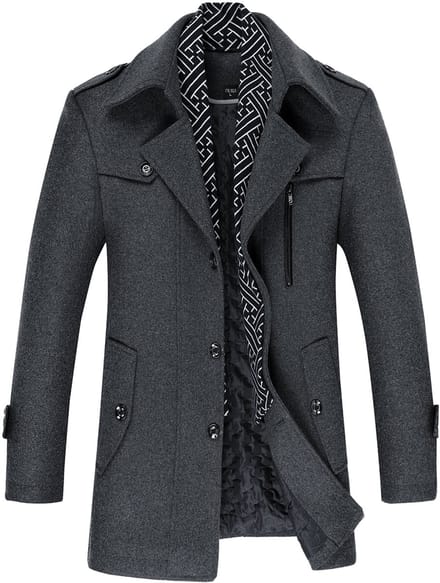 ALLTHEMEN Heren Parka Wollen Jassen - Korte Warme Winterjas- M