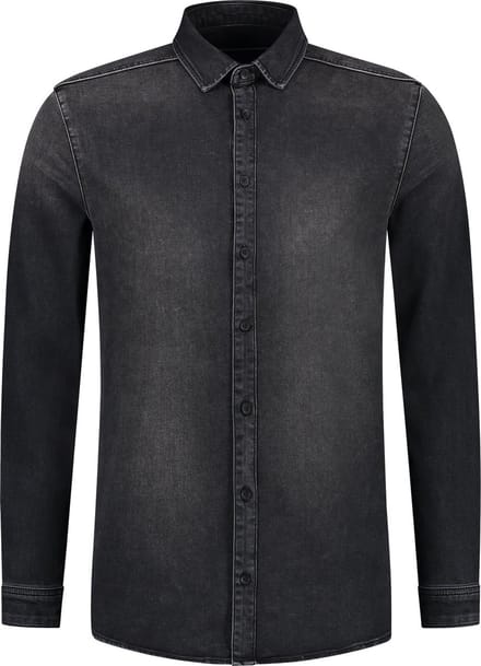 Purewhite - Heren Regular Fit Overhemd - Grijs - Maat S