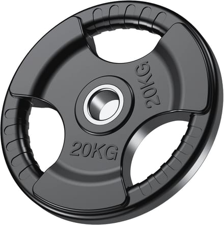 Olympische halterschijven met rubberen afwerking en Tri-Grips voor krachttraining
