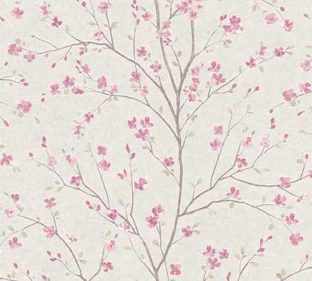 CHINESE STIJL BLOEMEN BEHANG | Botanisch - bruin roze wit - A.S. Création Metropolitan Stories 2