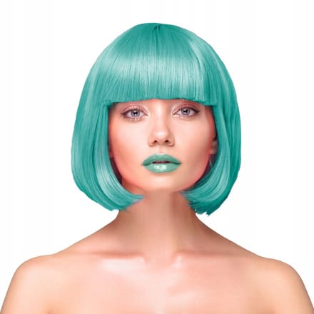 Turquoise Bob Pruik - Kort, Recht, Met Pony - Feest & Cosplay