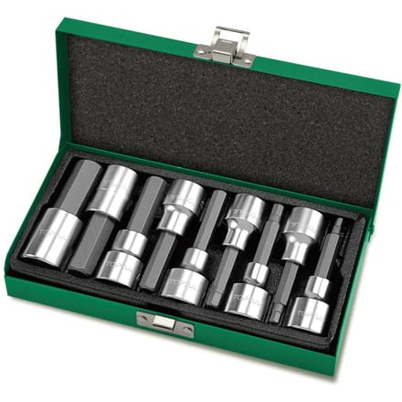 Zeskantschroevendraaierbit doppenset TOPTUL 1/2 inch 9 Stk 4, 5, 6, 7, 8, 10, 12, 14, 17 mm 80mm