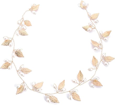 Elegante Bruidshoofdband met Parel & Roségouden Blad - Haaraccessoire voor Bruiloft