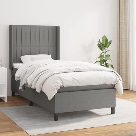 vidaXL - Boxspring - met - matras - stof - donkergrijs - 90x200 - cm