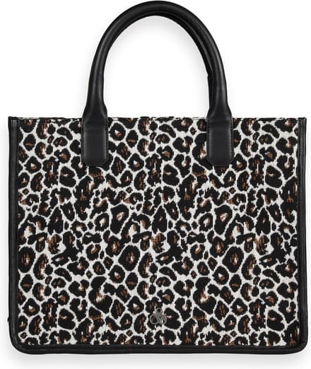 SCOTCH & SODA Schoudertas Canvas Shopper Leopard Veelkleurig