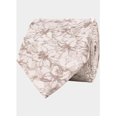 TRESANTI | GIOTTO | Silk tie with hand-painted flowers | Beige