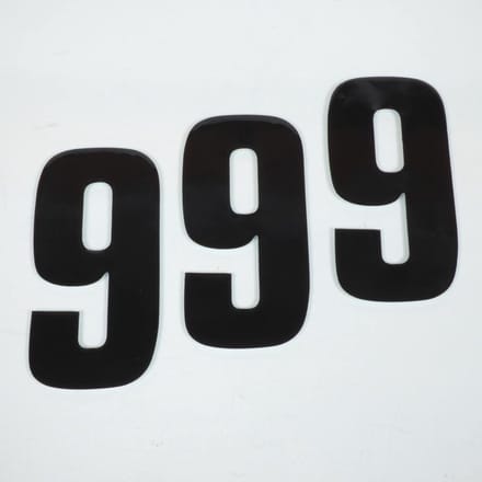 3 sticker startnummer negen 9 zwart Blackbird 130x70mm voor motorcross