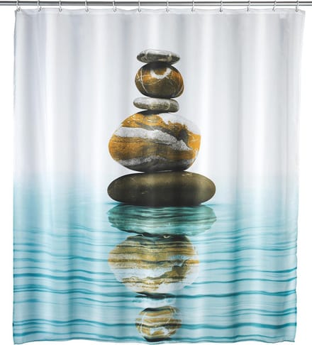 WENKO Douchegordijn Meditation 180x200cm polyester - Inclusief ophangringen - Waterdicht - Wasbaar - Sneldrogend