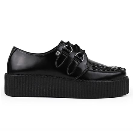 TUK Viva High Creeper Zwarte Leren Platform Veterschoenen Goth - AV6802