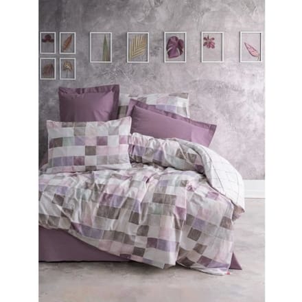 Parure de lit - 1 housse de couette 220 x 240 cm + 2 taies d'oreiller 60 x 60 cm - 100% coton renforcé - Rose