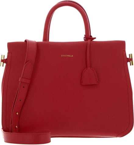 COCCINELLE Leren Handtas Schoudertas Blue Handbag Cranberry Rood