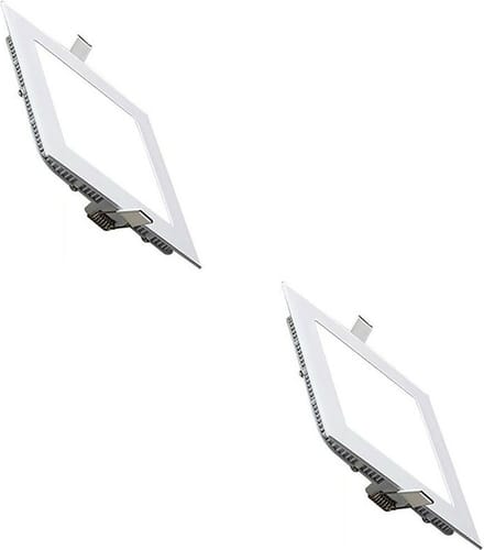 LED Downlight Slim 2 Pack - Inbouw Vierkant 9W - Helder/Koud Wit 6400K - Mat Wit Aluminium - 146mm