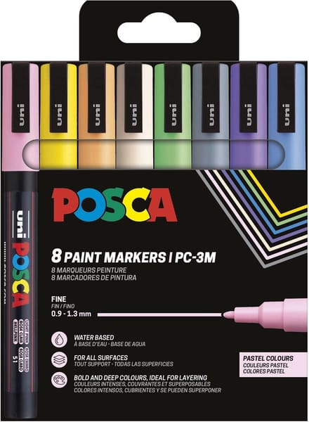 Paintmarker uni posca pc3m f pastel 8st assorti