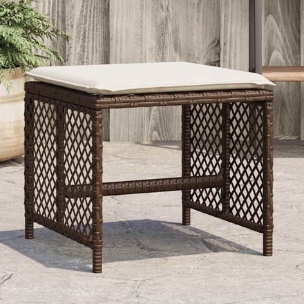 vidaXL - Tuinkrukken - 4 - st - met - kussens - 41x41x36 - cm - poly - rattan - bruin