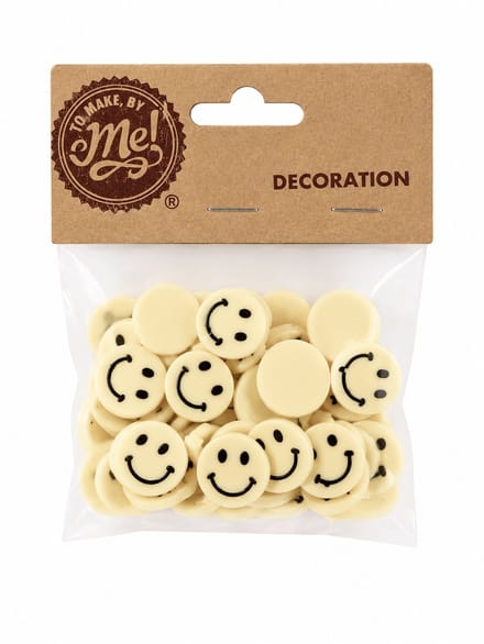 Decoratie smiley - witte smiley - knutsel smileys - 10 stuks - ca.1cm