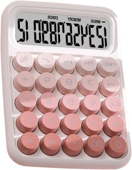 Bureaurekenmachine - Rekenmachine Bureau - Dagelijkse Berekeningen - Anti-slip Basis - 11 x 15.5 cm - Roze