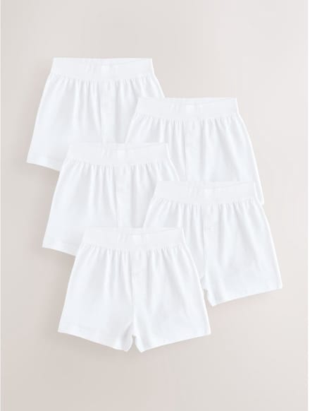 Next - Jongens - Set van 5 boxershorts van 100% katoen met ruimvallende pasvorm - Wit