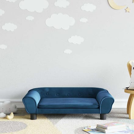 vidaXL - Kinderbank - 70x45x26 - cm - fluweel - blauw