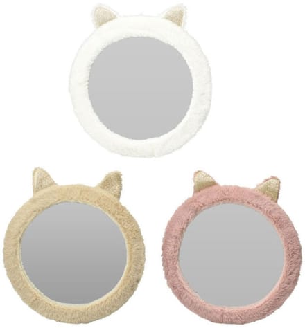Spiegel dier speelgoed met pluchen rand en dierenoortjes 31cm multicolor.