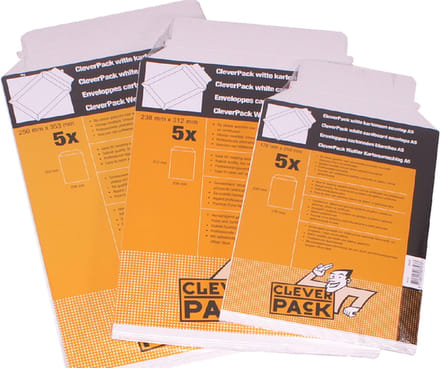 Envelop cleverpack karton b4 250x353 5st wit | 4 stuks