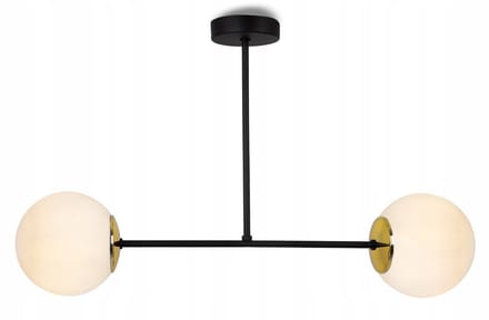 Moderne Hanglamp Zwart Goud met Witte Glazen Bollen - Stijlvol Design