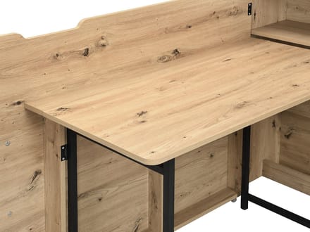 Vente-unique Opklapbaar hoekbureau - MDF - Kleur: Naturel - RELIMY