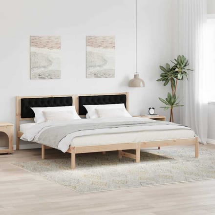 vidaXL - Bedframe - met - hoofdeinde - Zwart - 200 - x - 200 - cm - Massief - grenenhout
