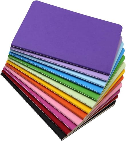 Solidchoice - Set van 12 A6 Lijn Notitieboeken met Kraft Papier