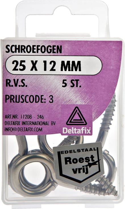 Deltafix Schroefogen - 5x - verzinkt metaal - 25 x 12 mm - ijzerwaren bevestigsmaterialen