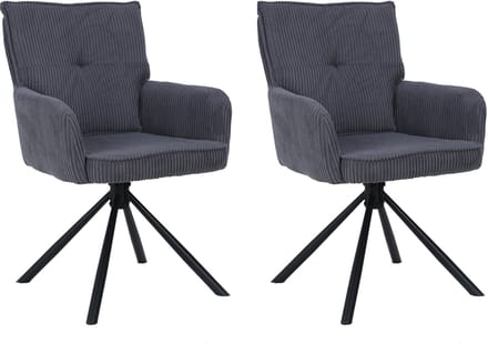 Les-Eetkamerstoel - Set van 2 - Antraciet Corduroy