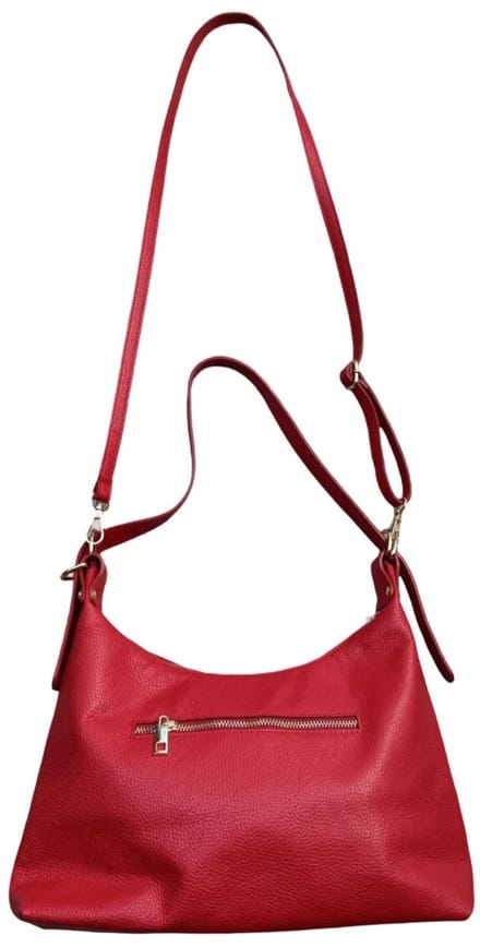 Lederen hand/schoudertas rood
