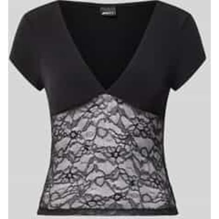T-shirt met V-hals en kant