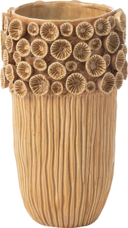 J-Line vaas Koraal Hoog - keramiek - oker - medium - 41 cm hoog