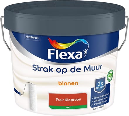 Flexa - Strak Op De Muur Binnen Mat - Puur Klaproos - Mengverf - 2,5 L