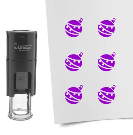 CombiCraft Stempel kerstbal 10mm rond paarse inkt - per 1 stuk