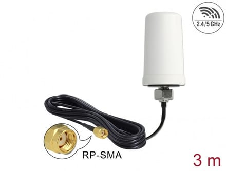 WLAN-antenne RP-SMA 802.11 AC/A/H/B/G/N 0 DBI 3 M ULA100 Omnidirectionele witte buiten