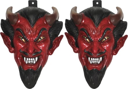 2x stuks halloween/Horror party plastic duivel wand/muur versiering masker