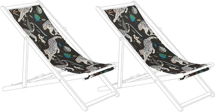 ANZIO/AVELLINO - Ligstoel doek set van 2 - Zwart - Polyester