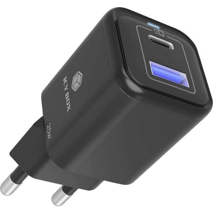 ICY BOX IB-PS1020-PD USB-C-adapter 20 W USB-C stekker USB PD 3.0 Zwart Binnen USB Power Delivery (USB-PD)