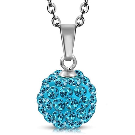 Amanto Ketting Cava Aqua - 316L Staal - Shamballa - Ø12mm - 45cm