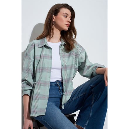 Oversized Geruite Geweven Shirt