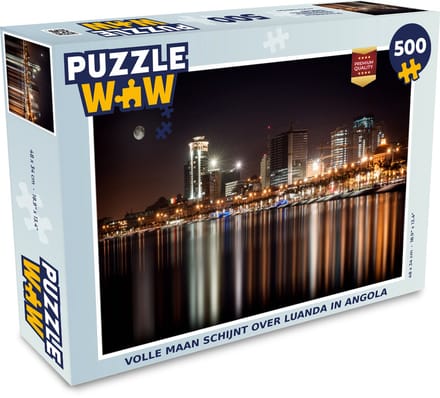 Puzzel Volle maan schijnt over Luanda in Angola - Legpuzzel - Puzzel 500 stukjes