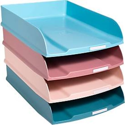 Exacompta Combo Skandi brievenbakset, 4-delig A4+, tot 500 vel per lade, etikethouder, stapelbaar, Blaue Engel