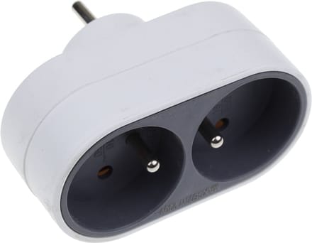 Chacon Design domino 2 x 16A, wit/grijs